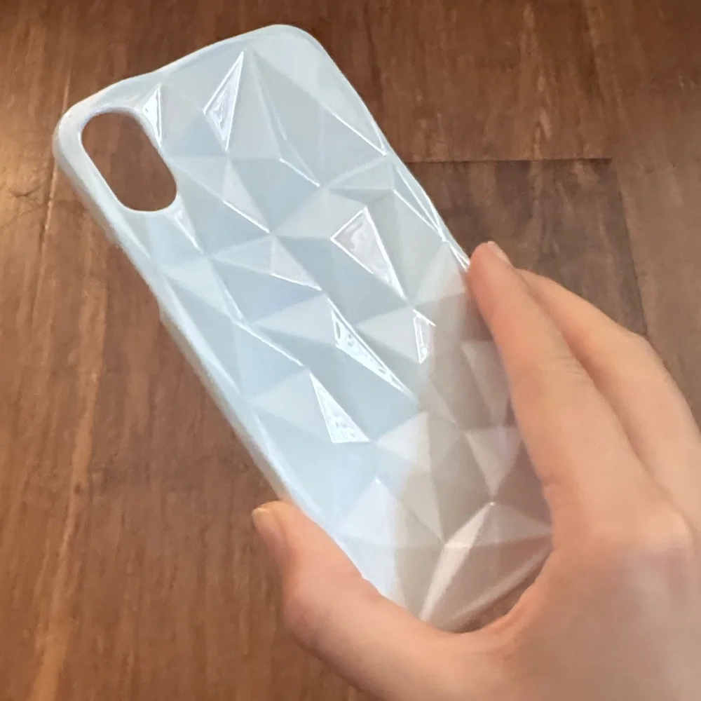 FREE🌟Y2K Pearl Apple iPhone X 10 Prism Geometric 3D White Holographic Phone Case